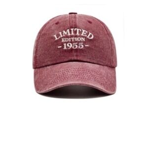 Limited Edition 1955 Vintage Washed Cotton Baseball Cap Red Dad Hat Adjustable